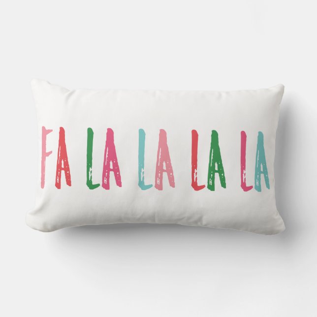 Fa La La La Brush Lettering Christmas Holiday Lumbar Cushion (Front)