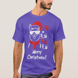 Fa la la la Funny Llama Santa Hat Pajama Christmas T-Shirt