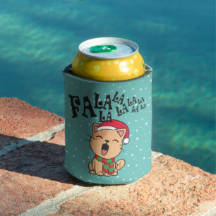 Fa La La La La Christmas Cat Singing Can Cooler