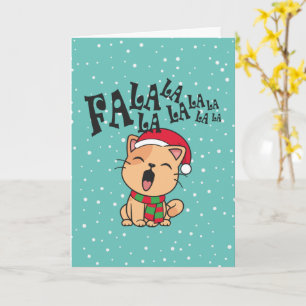 Fa La La La La Christmas Cat Singing Greeting Card