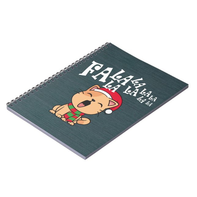 Fa La La La La Christmas Cat Singing | Notebook (Left Side)