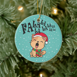 Fa La La La La Christmas Cat Singing   Ornament