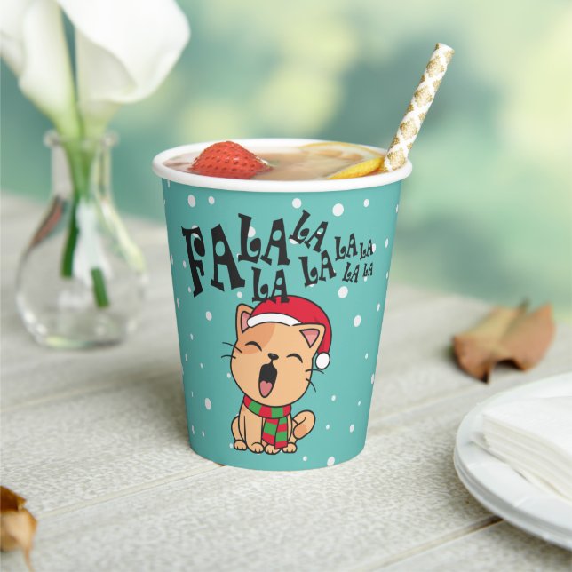 Fa La La La La Christmas Cat Singing | Paper Cup (Insitu)
