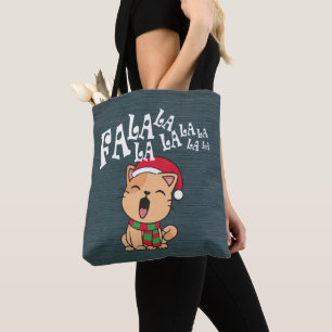 Fa La La La La Christmas Cat Singing Tote Bag