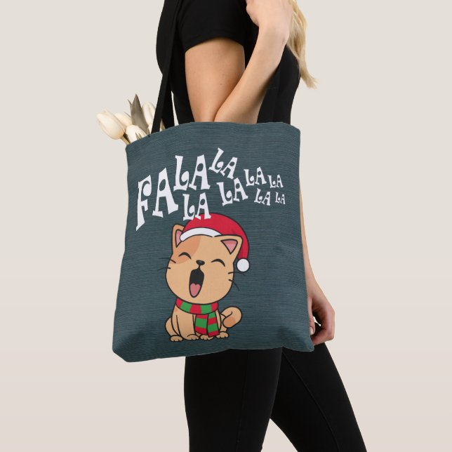 Fa La La La La Christmas Cat Singing | Tote Bag (Close Up)