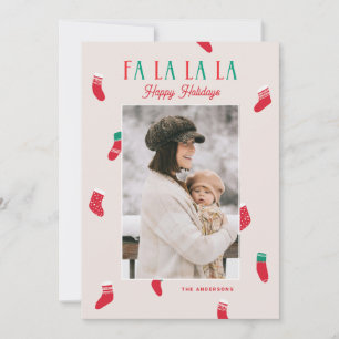Fa La La La La Christmas. Cute Photo and Stockings Holiday Card