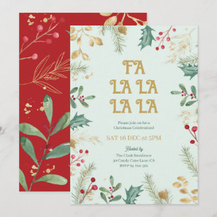 Fa La La La La Christmas Dinner Party Invitation