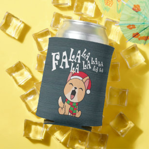 Fa La La La La Christmas Dog Singing Can Cooler