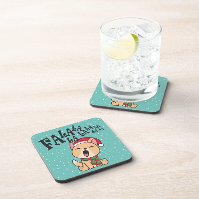Fa La La La La Christmas Dog Singing | Coaster (Right Side)