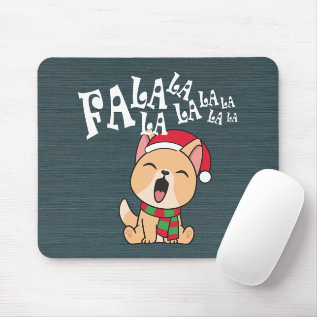 Fa La La La La Christmas Dog Singing | Mousepad (With Mouse)