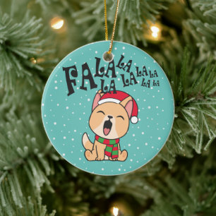 Fa La La La La Christmas Dog Singing   Ornament