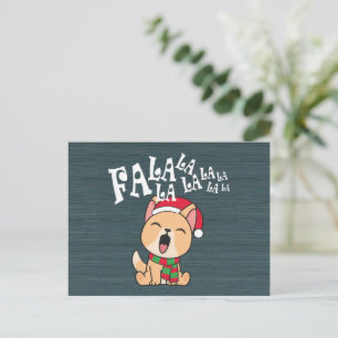 Fa La La La La Christmas Dog Singing Postcard