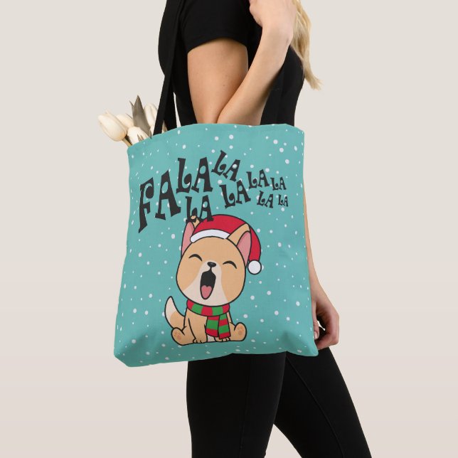 Fa La La La La Christmas Dog Singing | Tote Bag (Close Up)