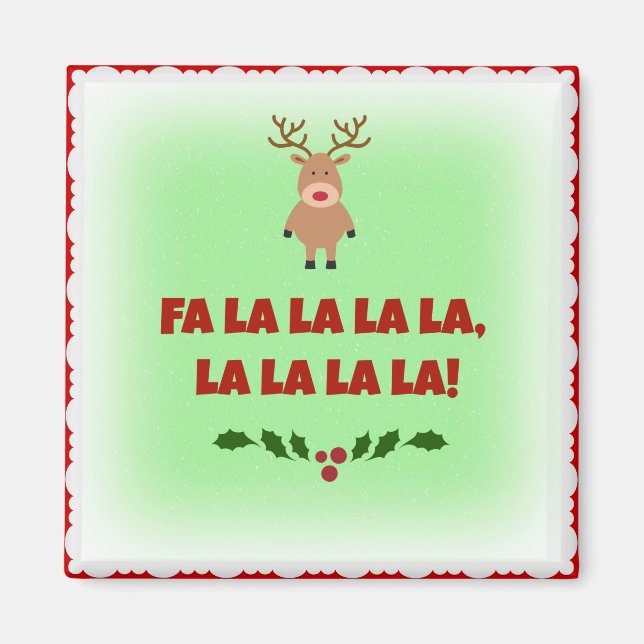 Fa La La La La Christmas Square Button Magnet (Front)