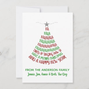 Fa La La La La Christmas Tree Humour Holiday Card