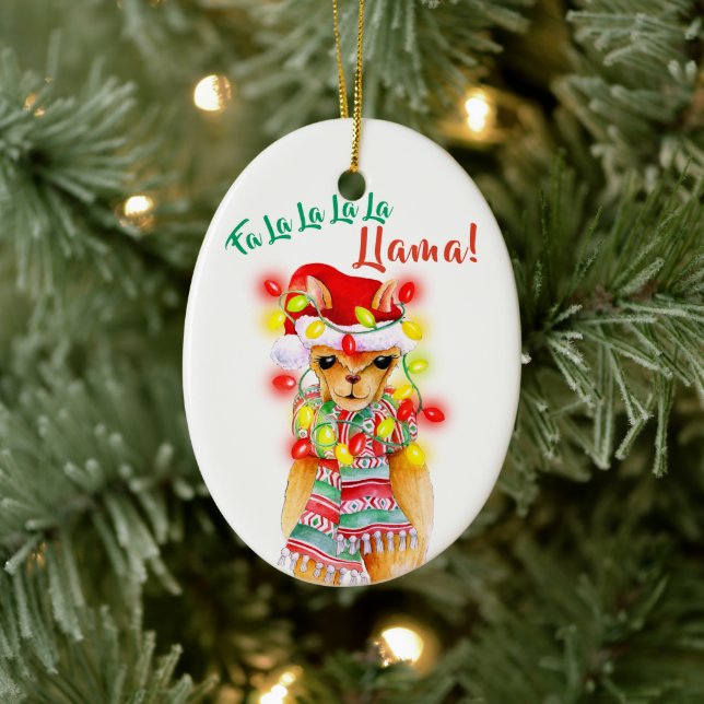 Fa La La La La Llama Christmas Ceramic Ornament (Tree)