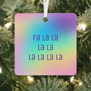 "Fa La La La La" Pastel Rainbow Gradient Metal Tree Decoration