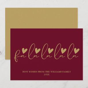 Fa La La La La Red And Gold Script Christmas Holiday Card