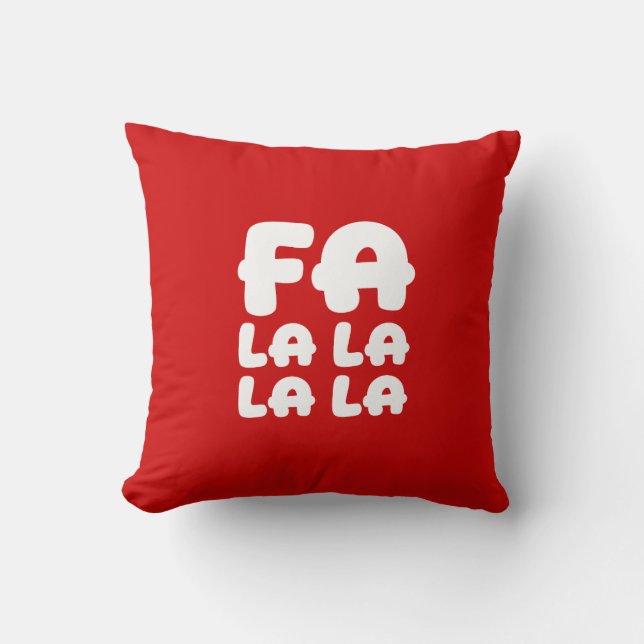Fa La La La La Red Christmas Accent Throw Pillow (Front)