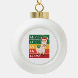 FA LA LA LA LLAMA CERAMIC BALL CHRISTMAS ORNAMENT
