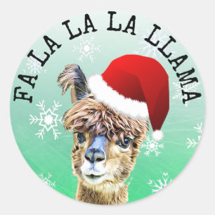 Fa La La La Llama Funny Alpaca Christmas Classic Round Sticker