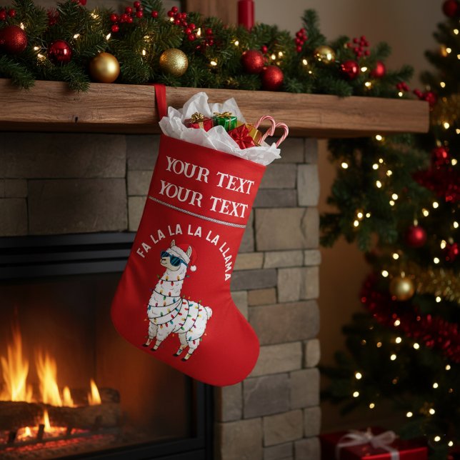 Fa La La La Llama Funny Christmas Personalised Small Christmas Stocking (Creator Uploaded)