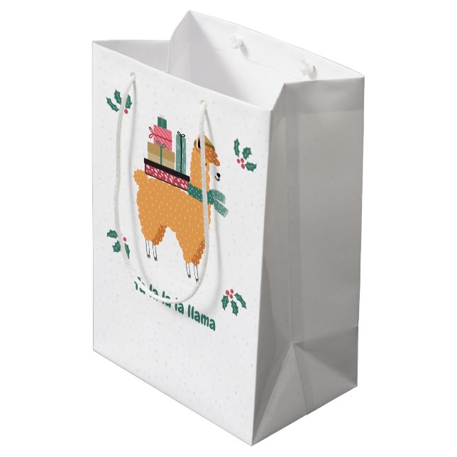 Fa la la la llama holiday gift bag (Back Angled)