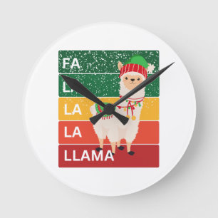 FA LA LA LA LLAMA ROUND CLOCK