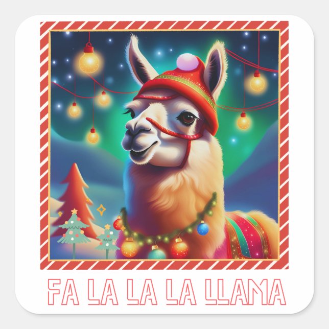 Fa La La La LLama Square Sticker (Front)