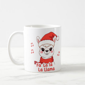 Fa La La La Llama White Deer Christmas Coffee Mug 