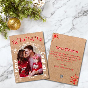 fa la la la,merry christmas arch photo kraft chic holiday card