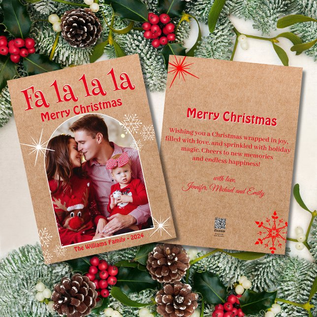 fa la la la, merry christmas arch photo kraft holiday card (Creator Uploaded)
