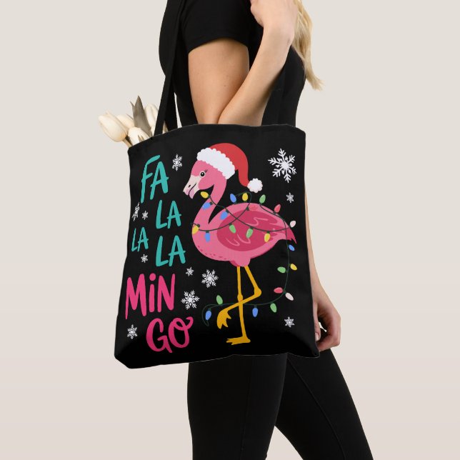 Fa La La La Mingo Christmas Flamingo Pink Lover Tote Bag (Close Up)