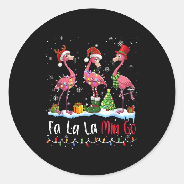 Fa La La La Mingo Flamingo Christmas Lover  Classic Round Sticker (Front)