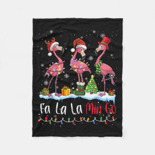 Fa La La La Mingo Flamingo Christmas Lover  Fleece Blanket