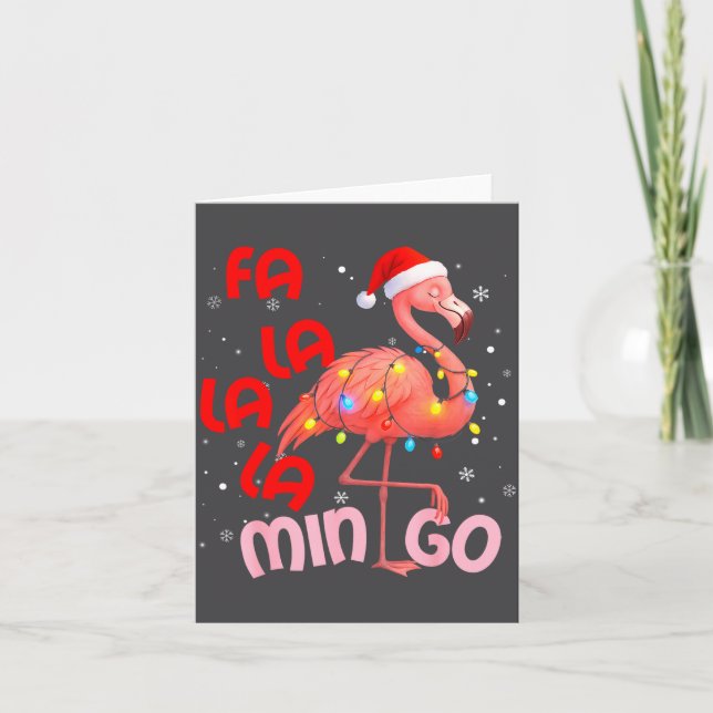 Fa La La La Mingo Flamingo Christmas Men Women Kid Card (Front)
