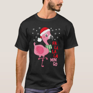 Fa La La La Mingo Flamingo Chritsmas Santa Hat Xma T-Shirt