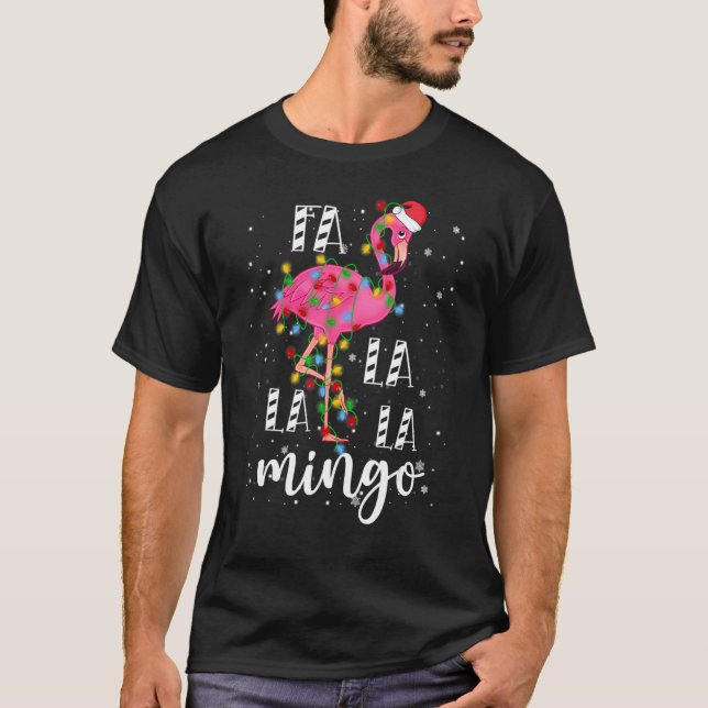 Fa La La La mingo Flamingo For Christmas Xmas Paja T-Shirt (Front)