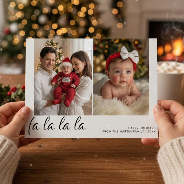 Fa La La La Personalised Family Holiday Card (Creator Uploaded)