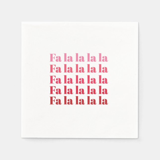 "Fa La La La" Pink Christmas Napkins (Front)