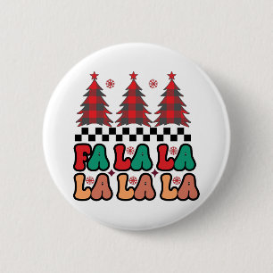 Fa la la la Retro Groovy Christmas Holidays 6 Cm Round Badge