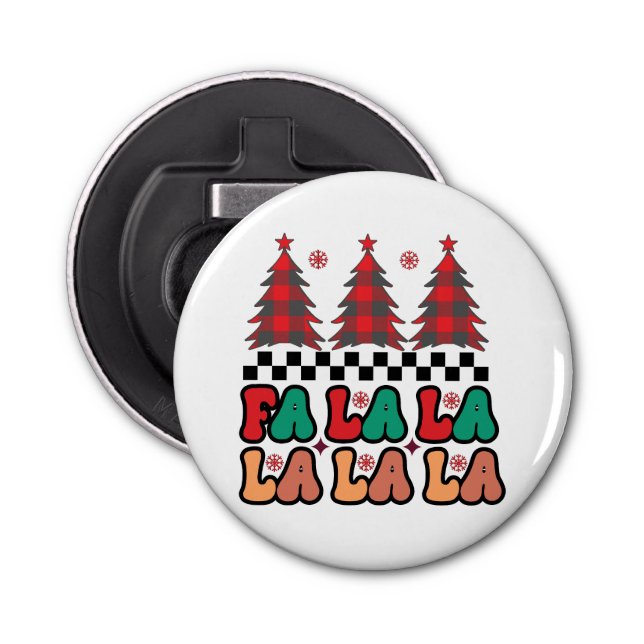 Fa la la la Retro Groovy Christmas Holidays Bottle Opener (Front)