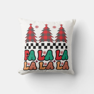 Fa la la la Retro Groovy Christmas Holidays Cushion