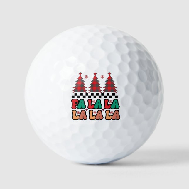 Fa la la la Retro Groovy Christmas Holidays Golf Balls (Front)
