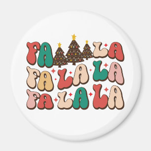 Fa la la la Retro Groovy Christmas Holidays Magnet