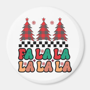 Fa la la la Retro Groovy Christmas Holidays Magnet