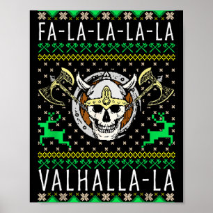 Fa-la-la-la Valhalla-la Viking God Ugly Christmas Poster