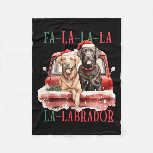 Fa La La Labrador Funny Christmas  Fleece Blanket (Front)