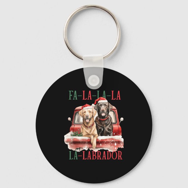 Fa La La Labrador Funny Christmas  Key Ring (Front)