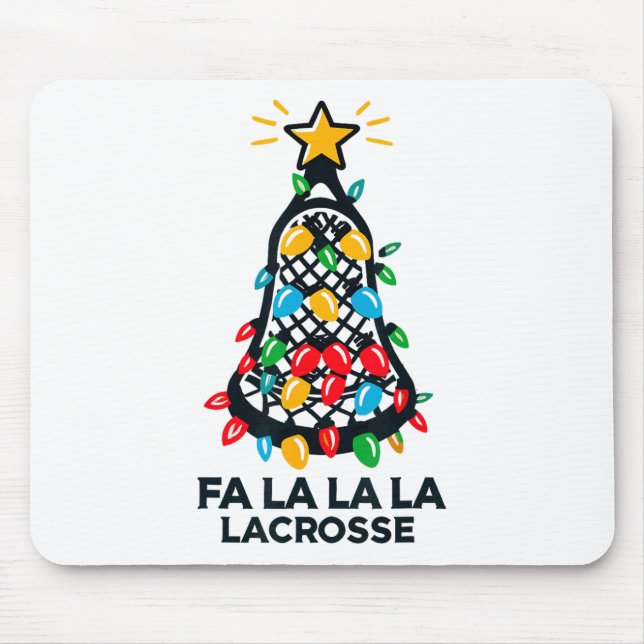 Fa La La Lacrosse Player Christmas Tree Lights Xma Mouse Pad (Front)